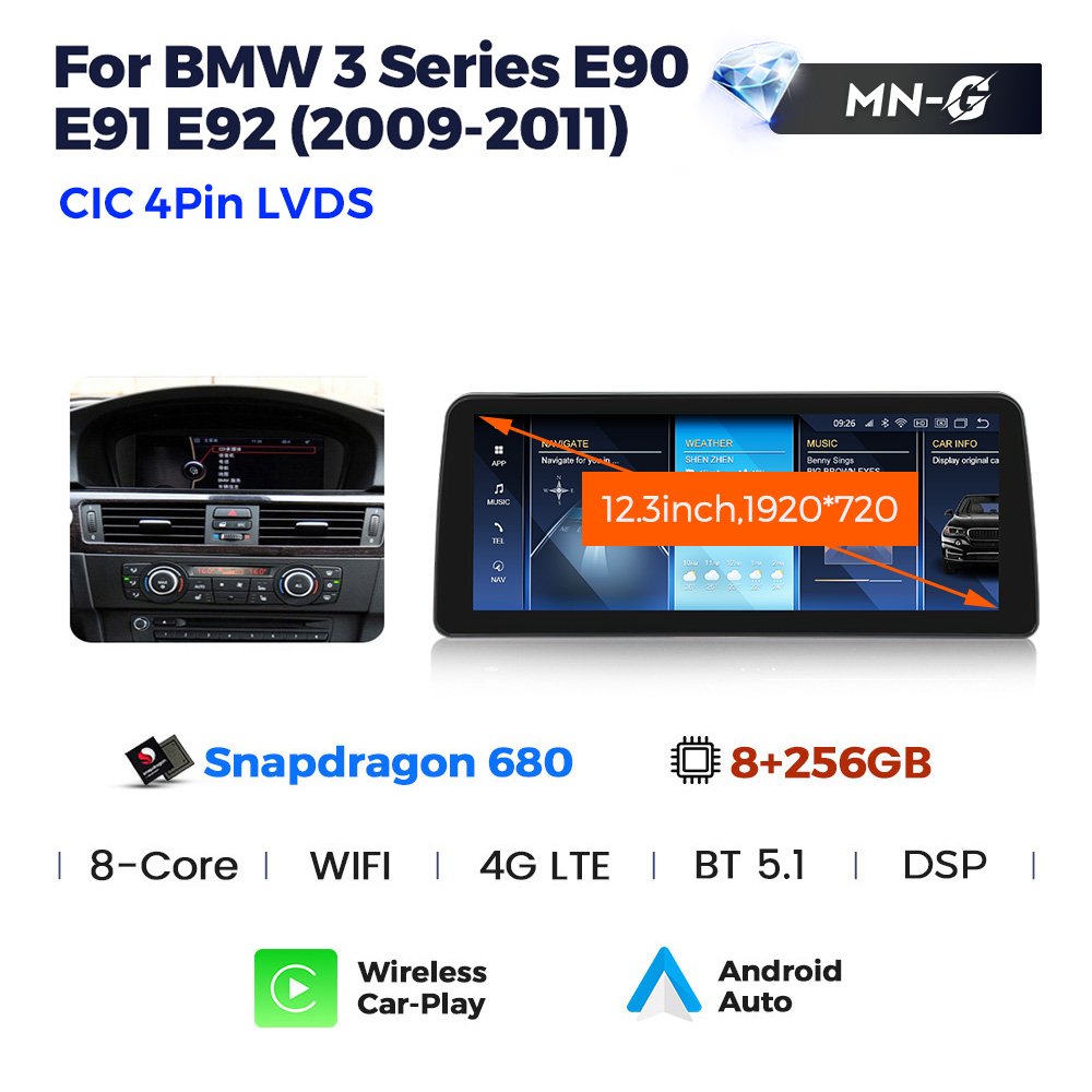 MEKEDE car gps navigation ID8 662 Android 12 screen BT 5.0 car-play Player Stereo Audio for BMW 3 Series E90 E91 E926