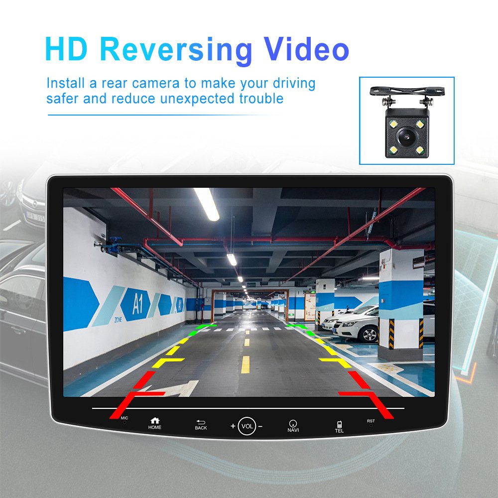 Zmecar 1 Din Android 13 Autoradio Car Radio Stereo Rotating 10 Inch Touch Screen Car Multimedia Video Player GPS Navigation