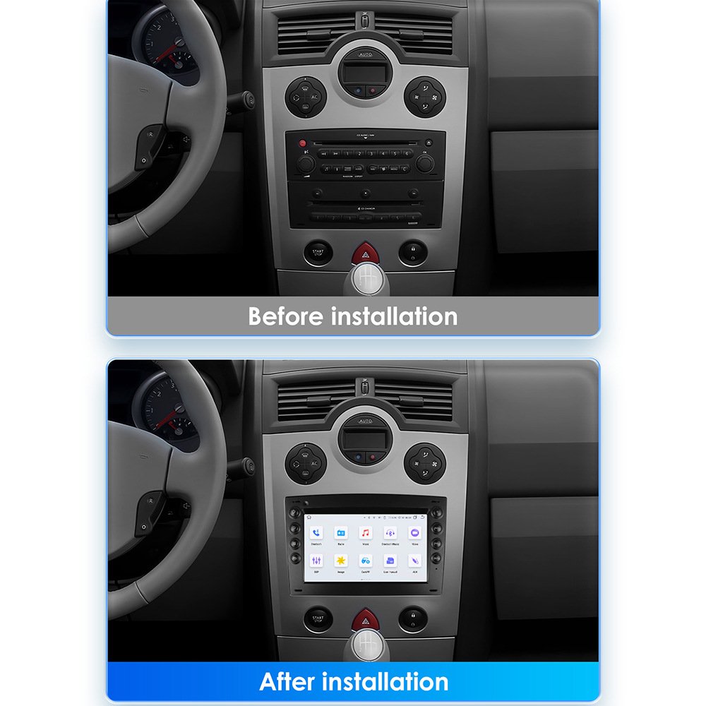 7 Inch Wifi+4g OLED Android 12 Car Dvd Player for Renault Megane 2 2002 2009 with Radio Carplay Auto Navigation & Gps DC 12V 50W