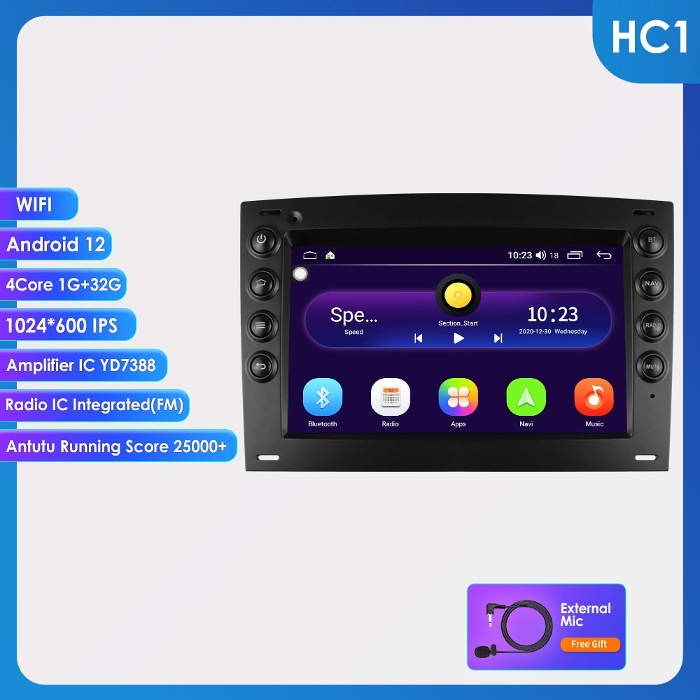 7 Inch Wifi+4g OLED Android 12 Car Dvd Player for Renault Megane 2 2002 2009 with Radio Carplay Auto Navigation & Gps DC 12V 50W