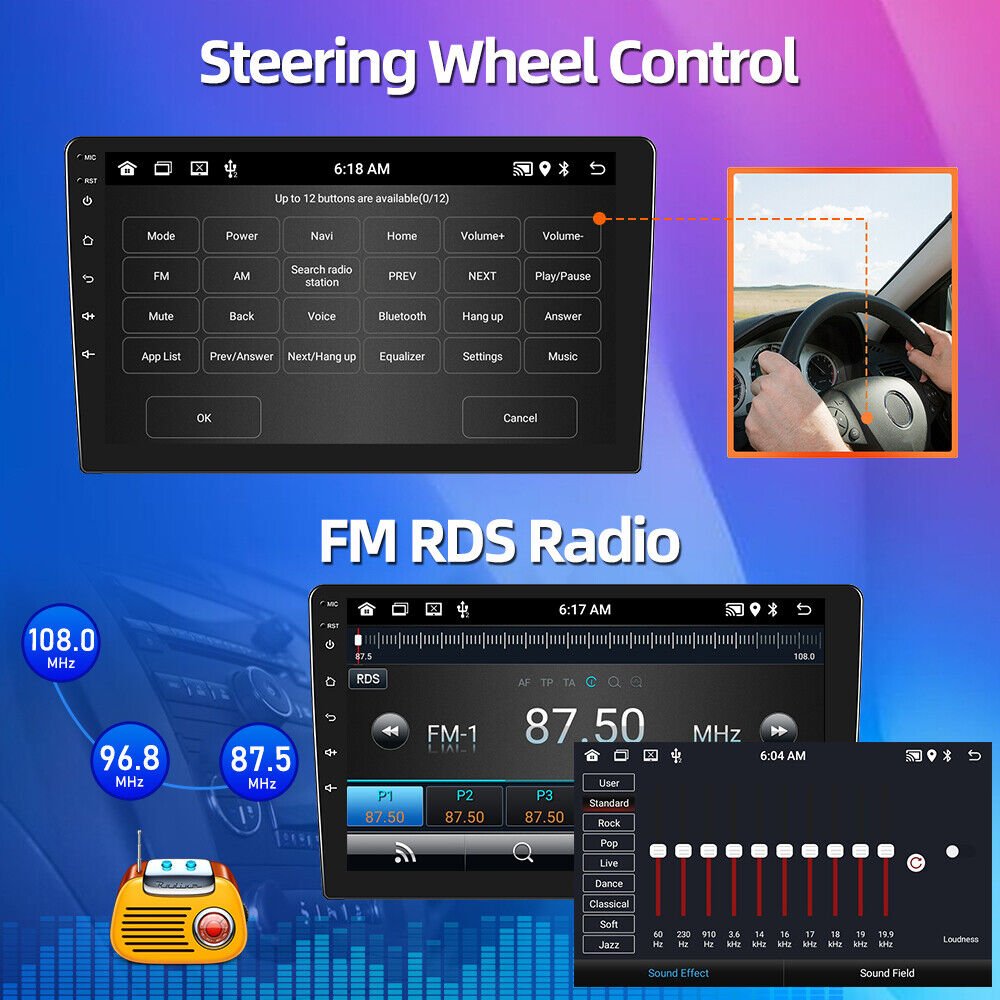 Podofo 9'' Android Car Radio Frame Autoradio Carplay Android Auto For Mercedes-Benz Smart 2005-2010 GPS Wifi Hifi Audio FM RDS