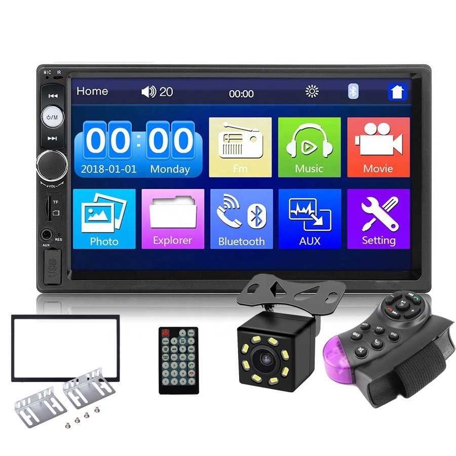 Hot selling car dvd radio Mp5 player with rear camera double Din 7 inch HD touch screen manual 7010b 7012b 7018b car mp5 player