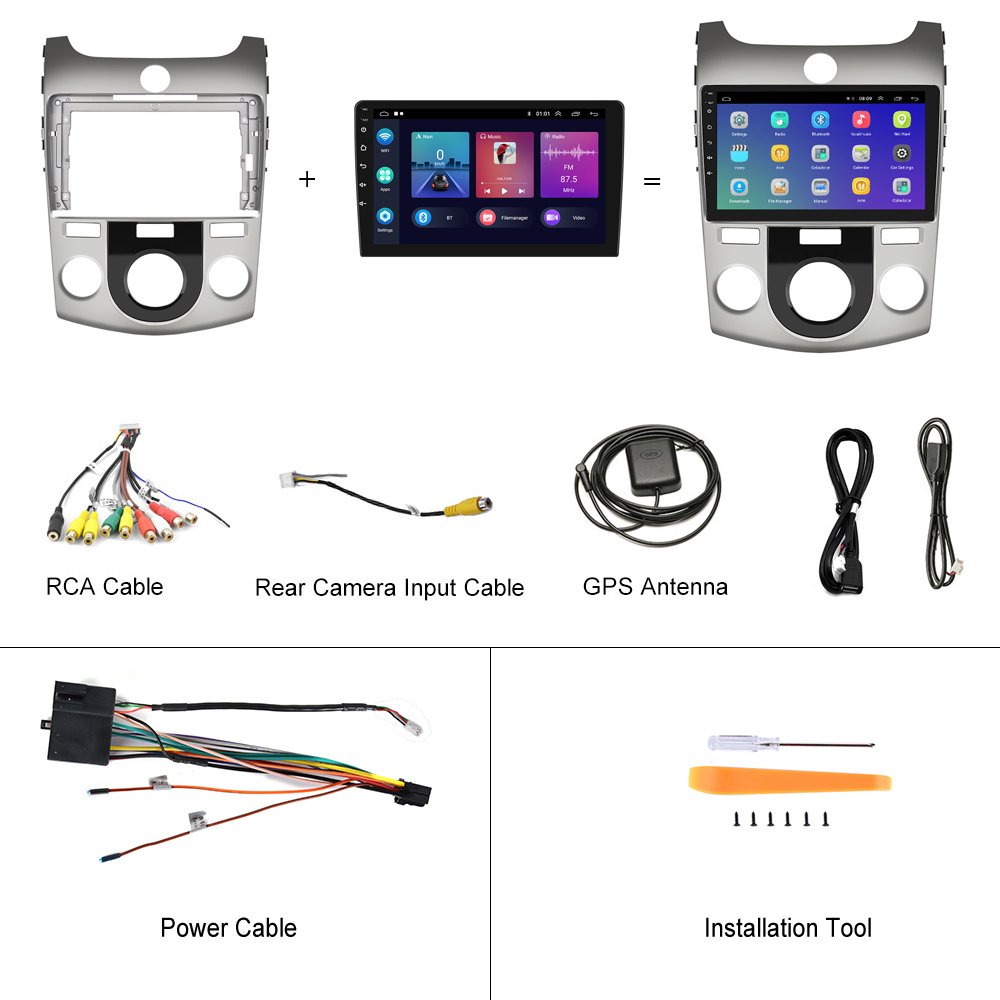 Podofo 2Din 9inch Car Stereo Android 13 For KIA Forte 2009-2017 1+32/2+64G Car Player Wireless Carplay Android Auto HIFI WIFI
