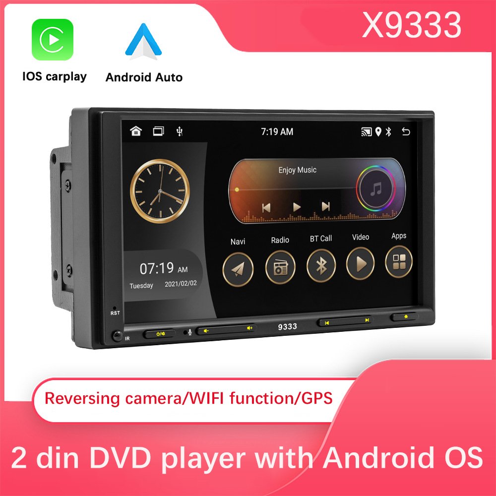 7 inch universal touch screen 2 din car dvd player Built in GPS IOS carplay android auto wireless phone link car radio