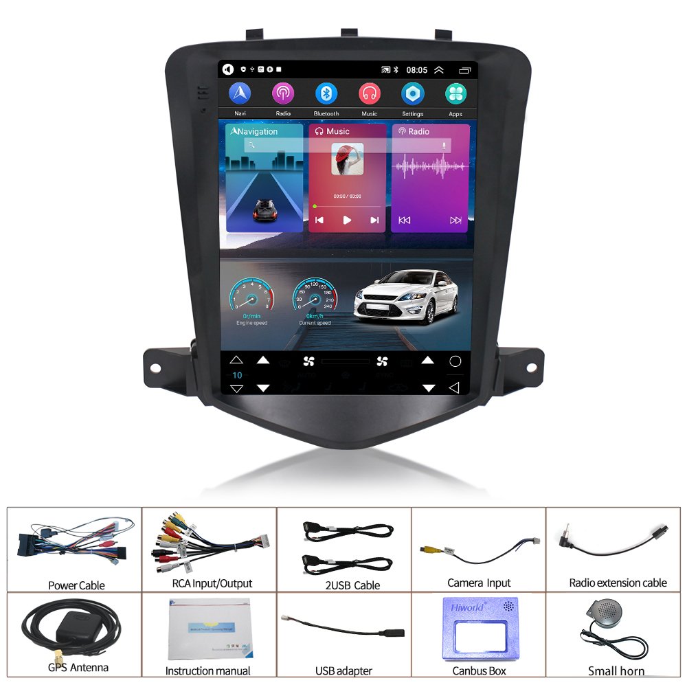 Podofo 9.7" Android Car Stereo 2+64G CarPlay & Android Auto For Chevrolet Cruze J300 2008-2012 Car Radio GPS WIFI Hifi FM RDS EQ