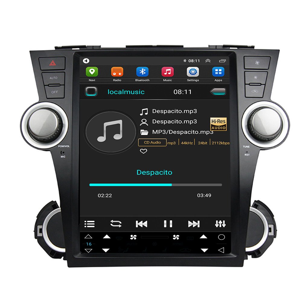 12.1 inch car multimedia system manufacturers For Toyota highlander 2009-2013 android auto stereo system car dvd player