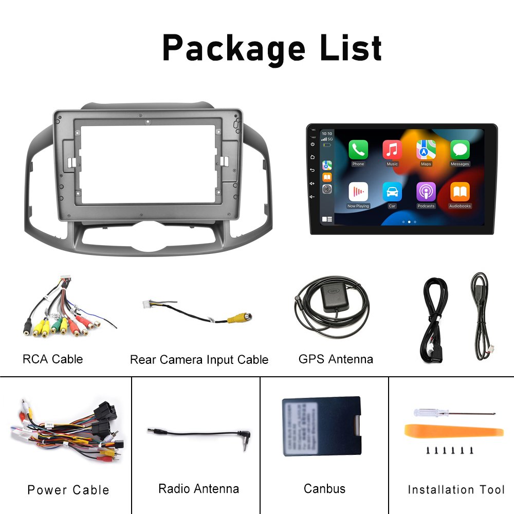 Podofo 10.1'' Android Car Radio Wireless Carplay Android Auto GPS RDS HIFI Support AHD Camera For Chevrolet Captiva 2012-2017