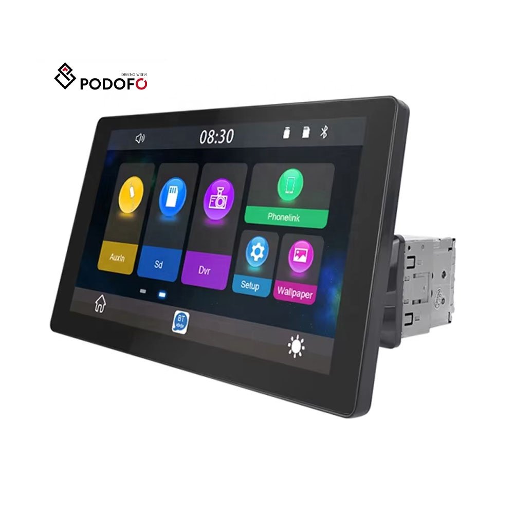 Podofo EU Stock Factory Price 9'' Car Radio Auto 1 Din Removable Screen CarPlay Stereo Video BT FM USB Car MP5 Play