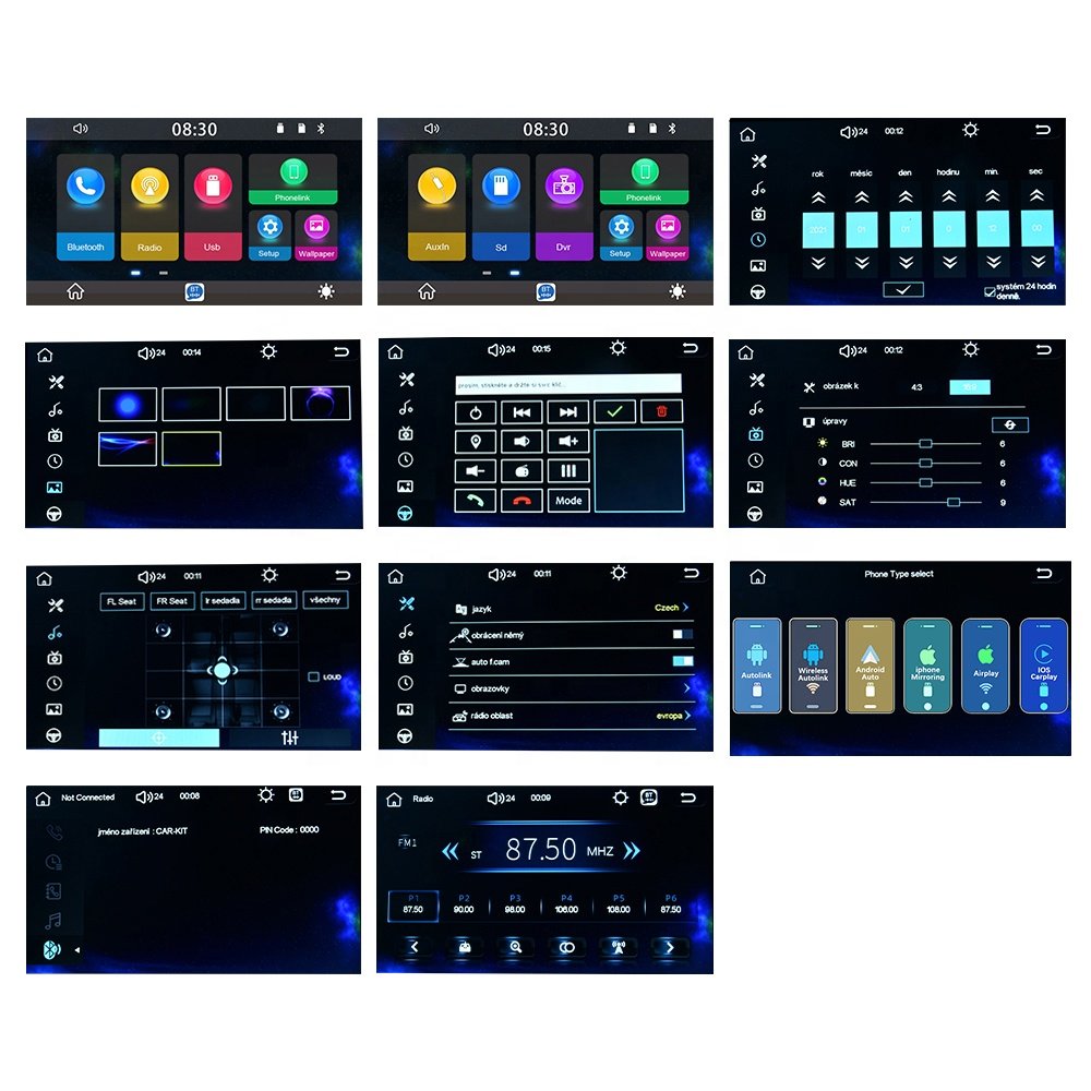 Podofo EU Stock Factory Price 9'' Car Radio Auto 1 Din Removable Screen CarPlay Stereo Video BT FM USB Car MP5 Play