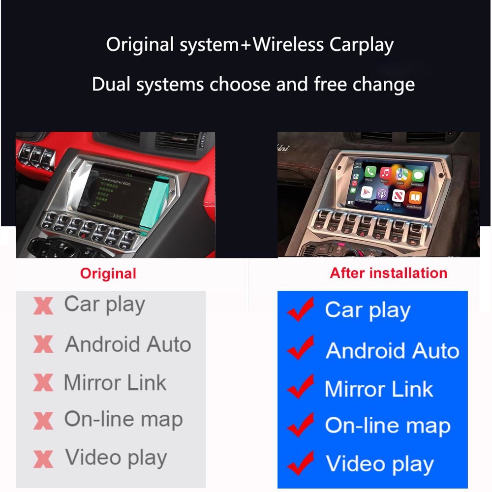 Radio Car DVD Player For Lamborghini Aventador 2012-2019 Wireless Carplay Android Auto Mirror Link AirPlay Car Play Functions