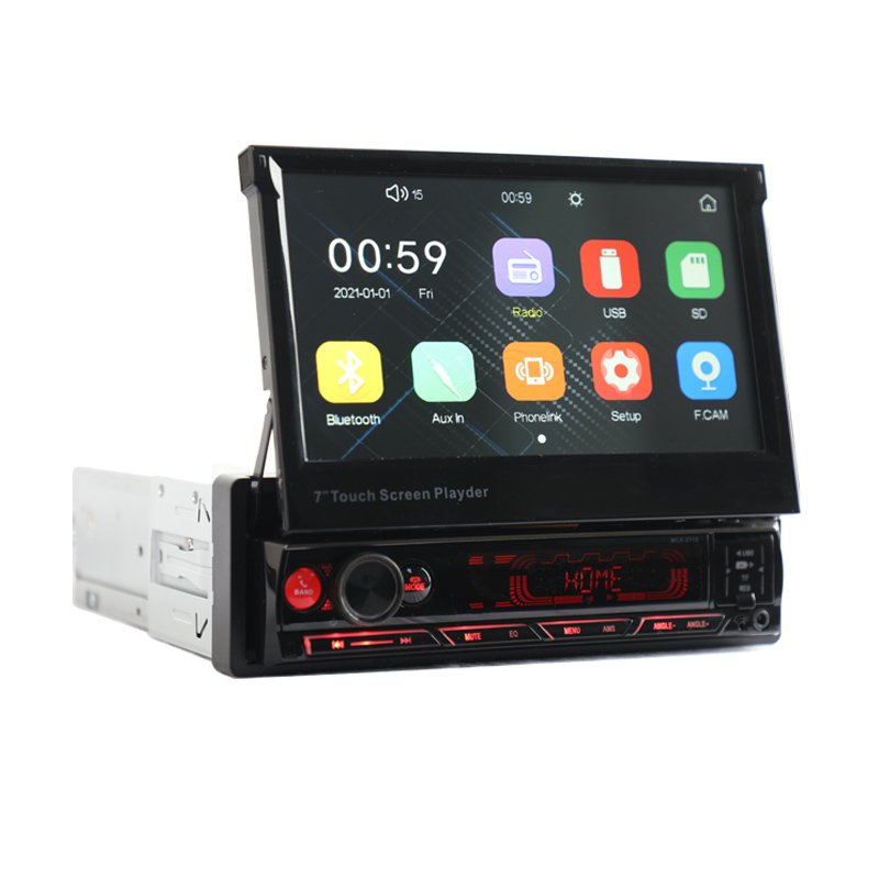 Car DVD Player Single Din 7inch Touch Screen Telescopic screen with CarPlay Mirror link