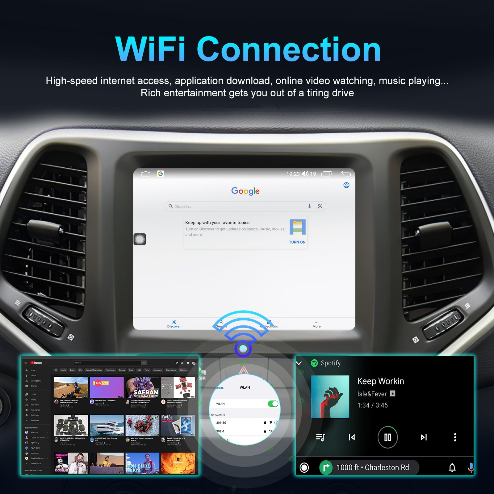 Podofo 8.4'' 8-Core Android Car Radio Stereo For Jeep Cherokee/Grand Commander 2017-2020 Carplay WIFI 4G GPS BT FM AM DSP IPS