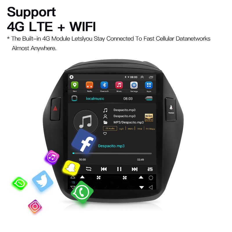 Android Car Radio Multimedia Player For Hyundai Tucson 2 LM IX35 2009-2015 For Tesla Style Screen 4G Carplay Navigation Auto GPS