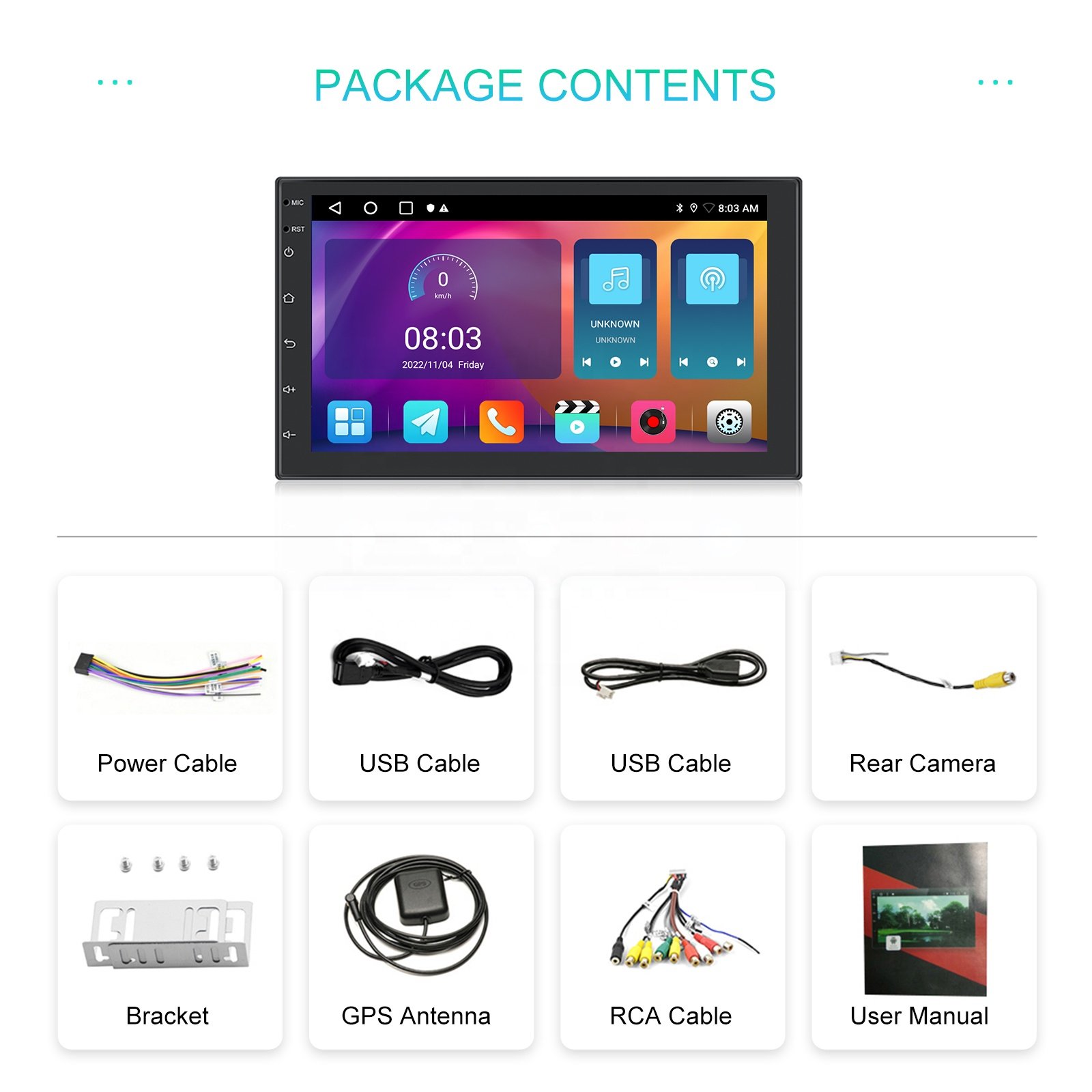 (AU Stock) Podofo 7'' 2+32G Android Car Stereo CarPlay Android Auto Car Radio Video Autoradio GPS WiFi BT FM RDS Hi-Fi Wholesale