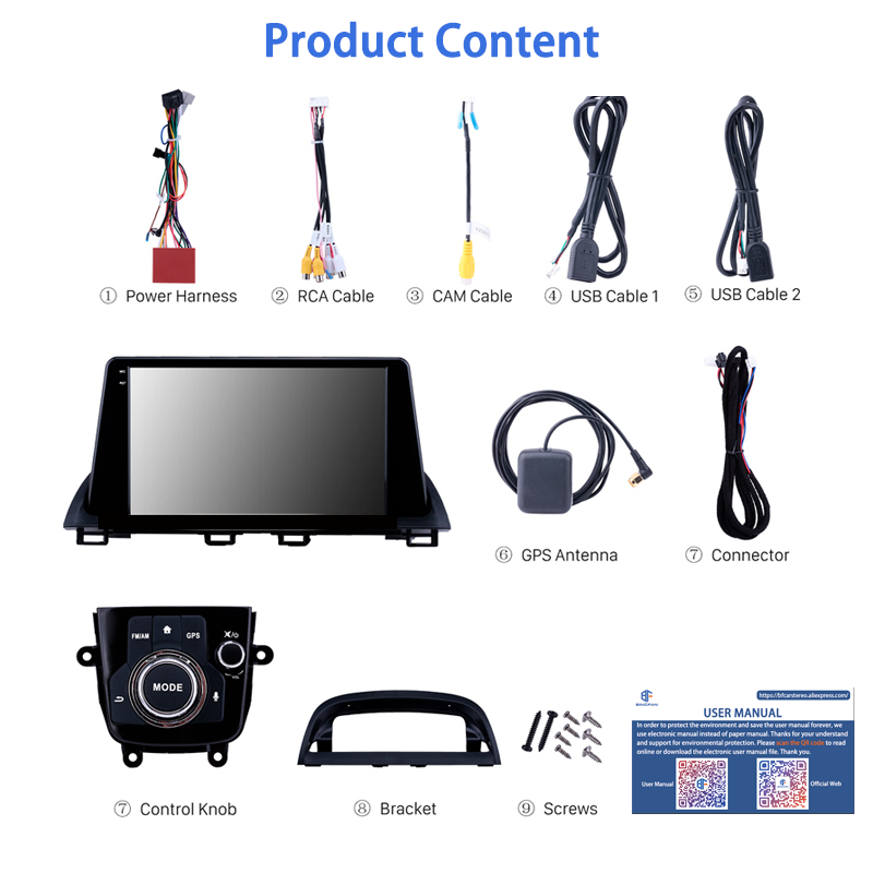 Android 9.1 Car Radio for Mazda 3 AXELA 2014 2015 2016 2017 2018 2019 2020 9 inch Mirror Link BT WIFI