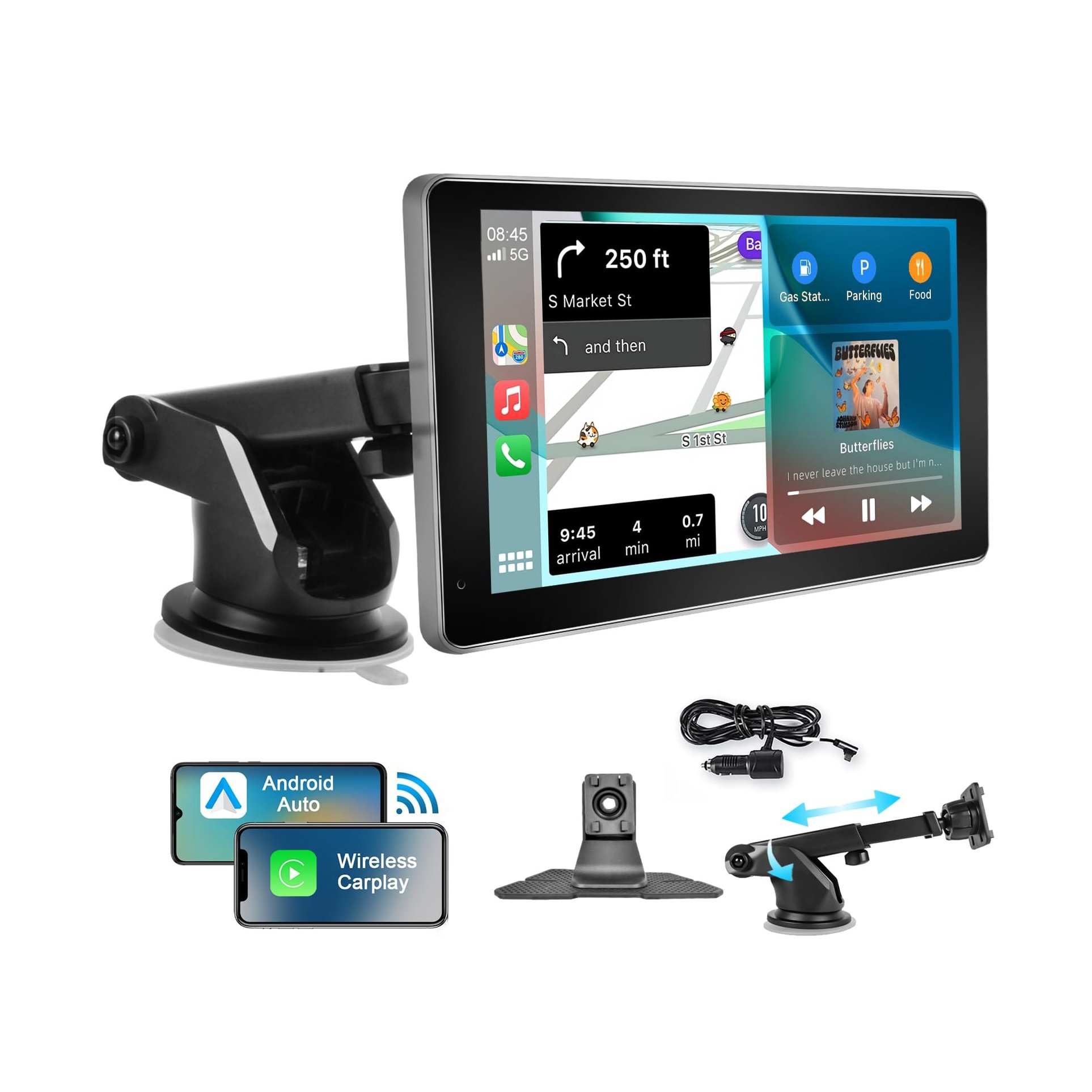 10 Inch 2.5D IPS Touch screen autostereos apple play portable wireless car bluetooth radio