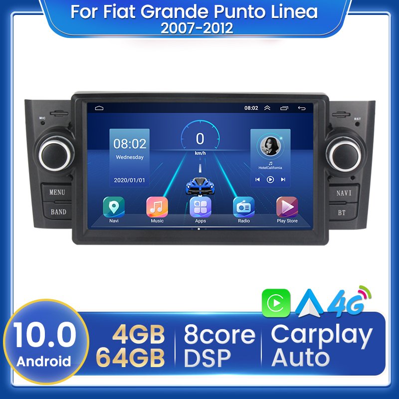 Android system 4GB+64GB For Fiat Grande Punto Linea 2007 2012 Car Radio Multimedia Video Player Navigation GPS 2din DVD