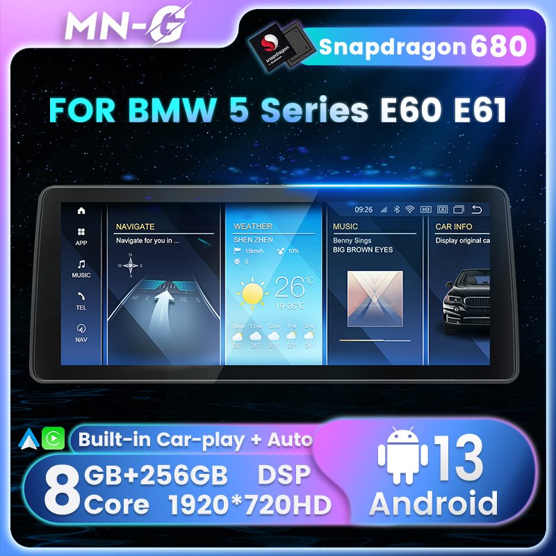 12.3'' 8G 256G car-play for BMW E60 CCC CIC system car radio dvd player 4G LTE WIFI car multimedia player Snapdragon 662