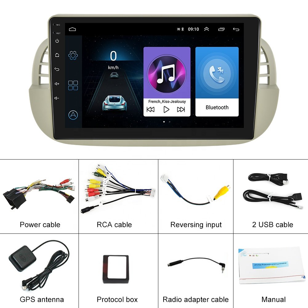 Podofo For Fiat 500 2007-2014 9'' Android Car Radio Stereo Autoradio GPS Navigation Wifi BT FM RDS With Canbus
