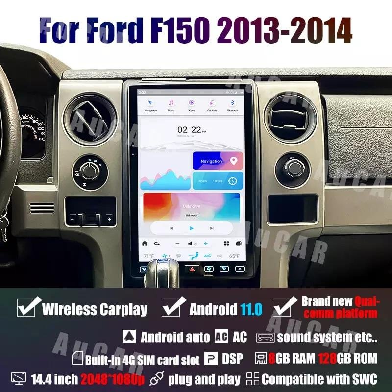 AuCar 14.4'' Latest Tesla Screen For Ford Car Radio GPS Navigation Stereo Player F150 2009-2014 Car Multimedia Auto Electronics