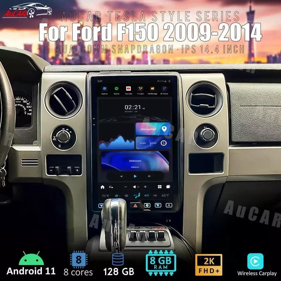 AuCar 14.4'' Latest Tesla Screen For Ford Car Radio GPS Navigation Stereo Player F150 2009-2014 Car Multimedia Auto Electronics