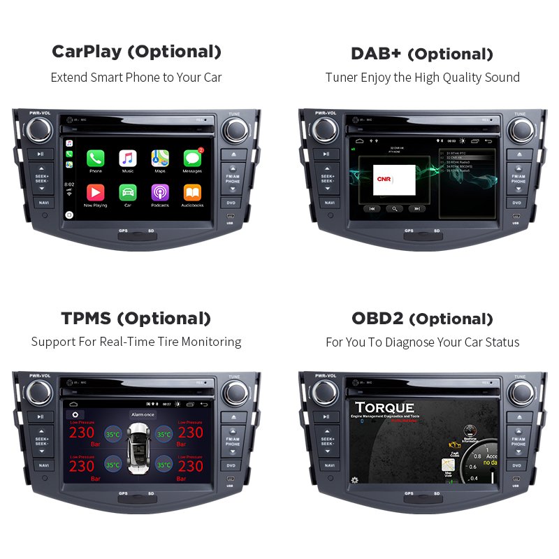 Android 10 2 Din 7 Quad Core HD Car Dvd Player for Toyota RAV42007 2008 2009 2010 2011 Autoradio Stereo GPS Navigation
