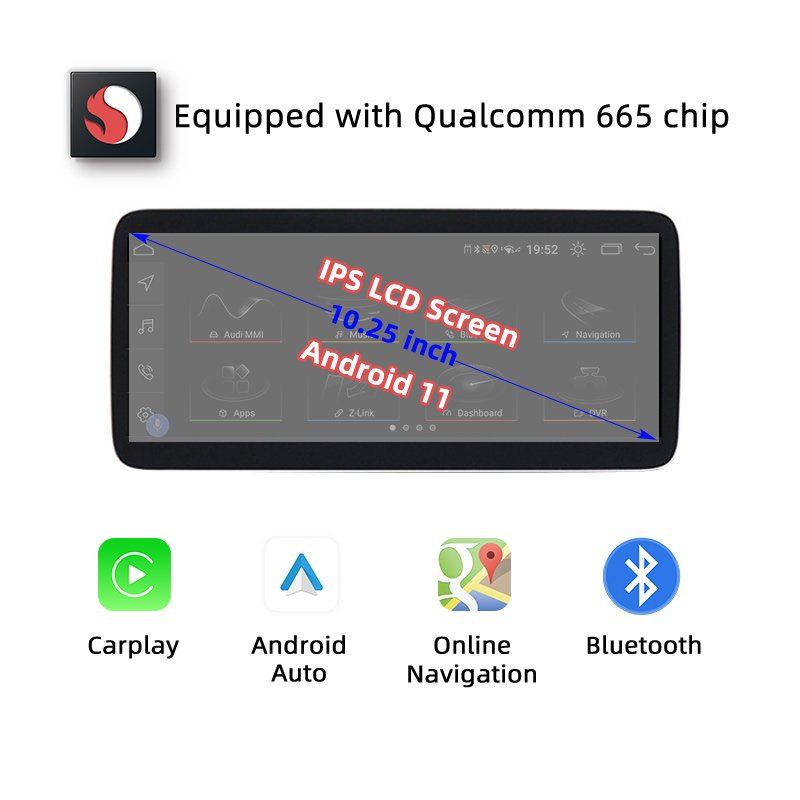 10.25 inch dvd car radio stereo android touch screen multimedia player carplay for audi A3