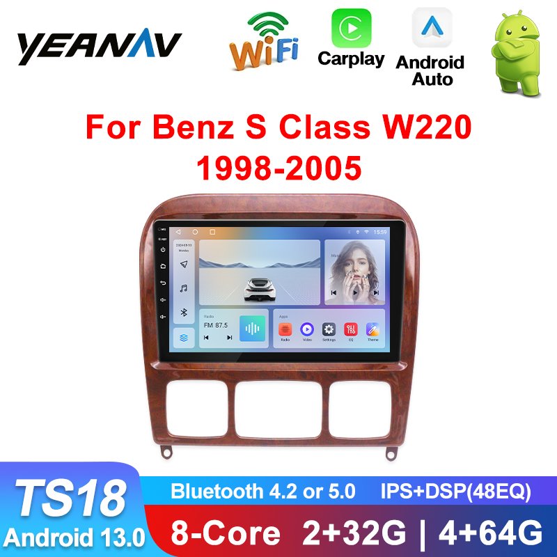 Topway Carplay Android13 Touch Screen 9INCH Car Radio For Mercedes Benz S Class W220 1998-2005 Car DVD Player Car Radio Stereo
