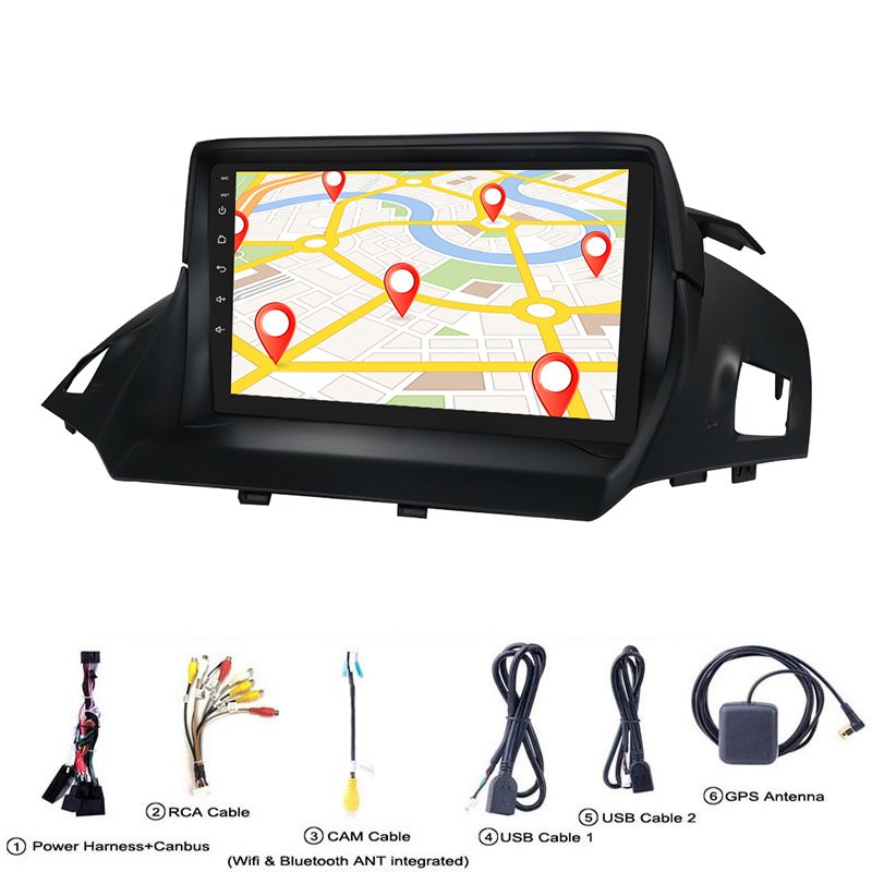 9 Inch 4 Core WIFI Android Touch Screen Bluetooth FM Stereo Player Car Multimedia Radio For Ford Escape Kuga 2 C-Max 2013~2017