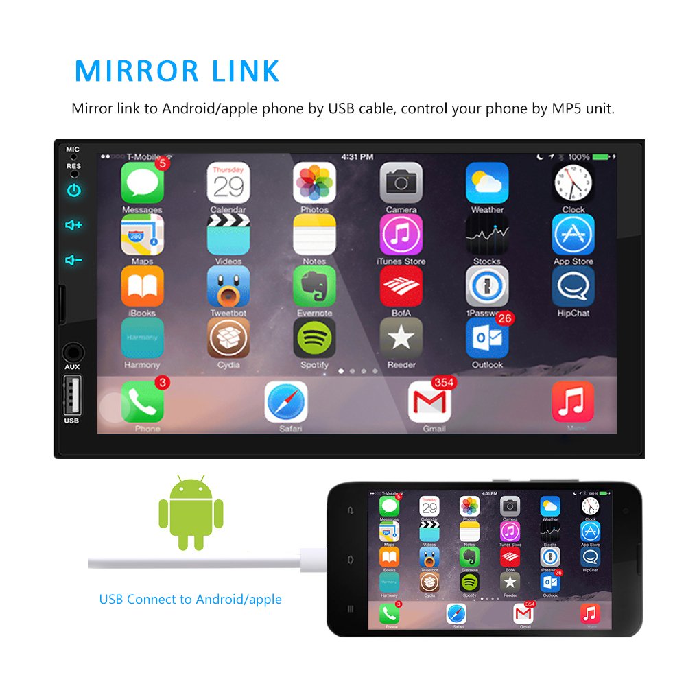 7 inch 2 Din Car Radio Video Car Stereo Full Touch Screen BT FM Mirror Link iOS/Android Autoradio Audio Car MP5 Player