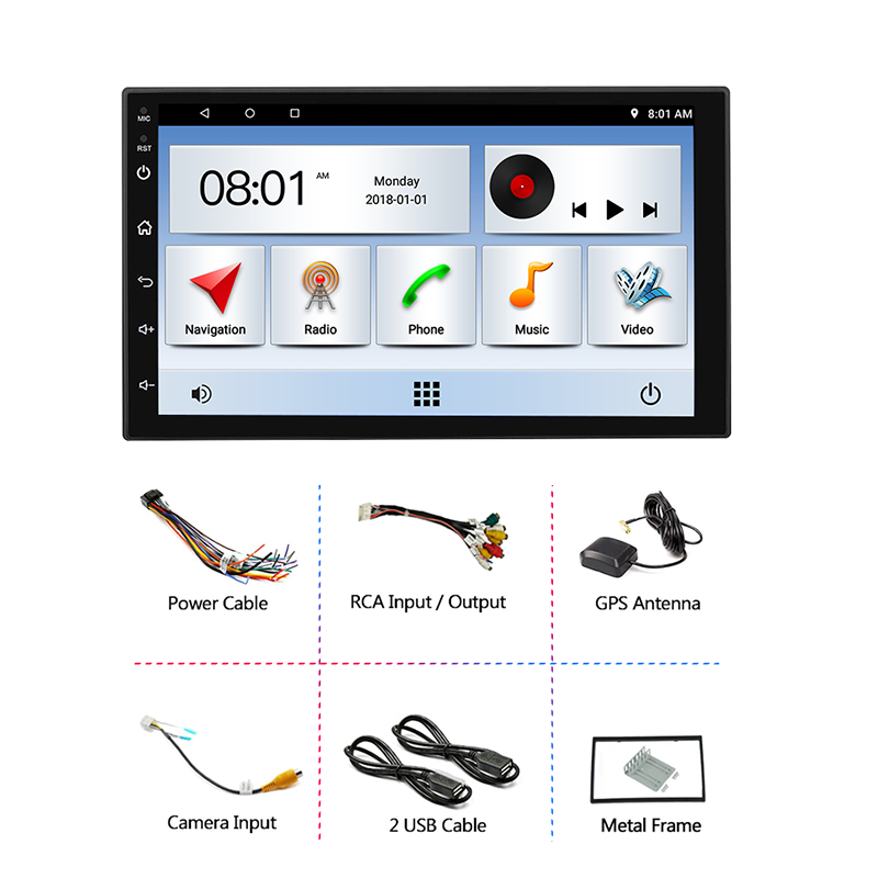 7 Inch Android car dvd player mirror link/BT/FM/navigation & gps 2 din android car player