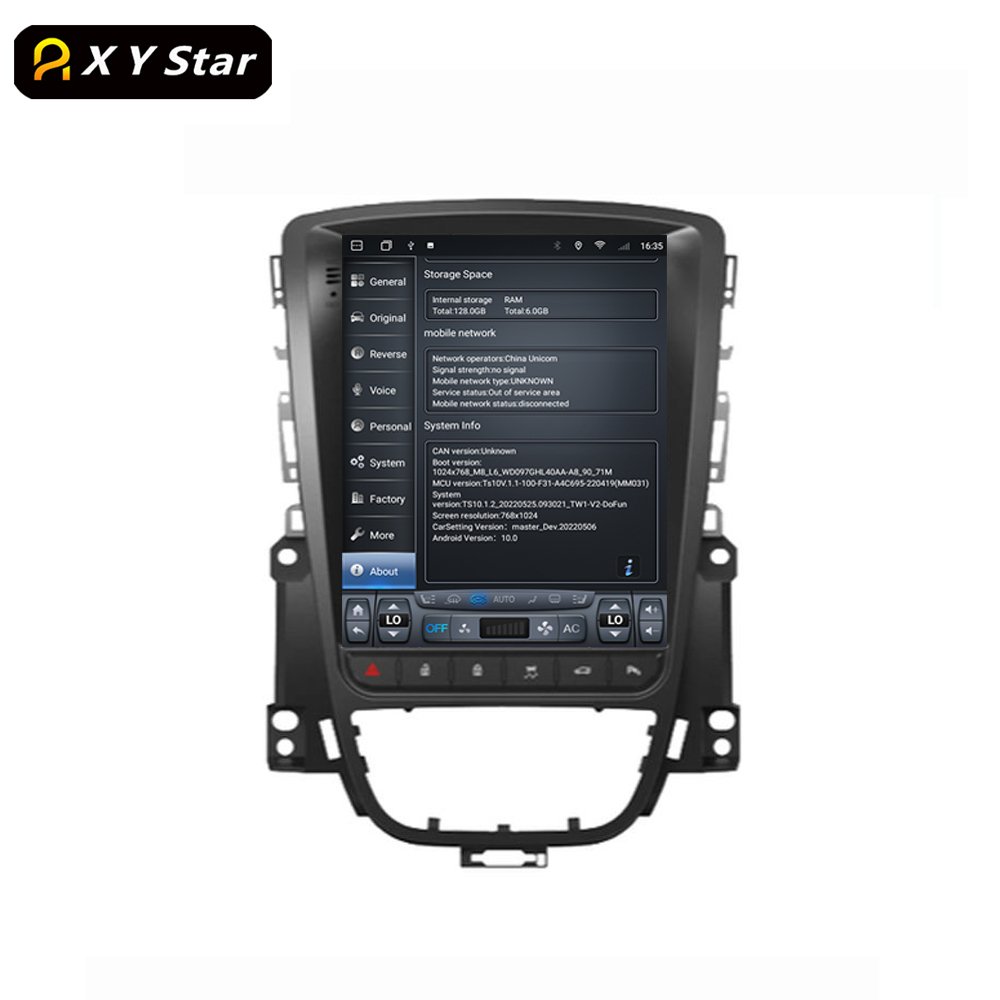 XYstar Vertical Touch Screen 10.4 Inch 8+256 Android Car Dvd Video Player Car Radio For Opel Astra J Vauxhall Buick Verano