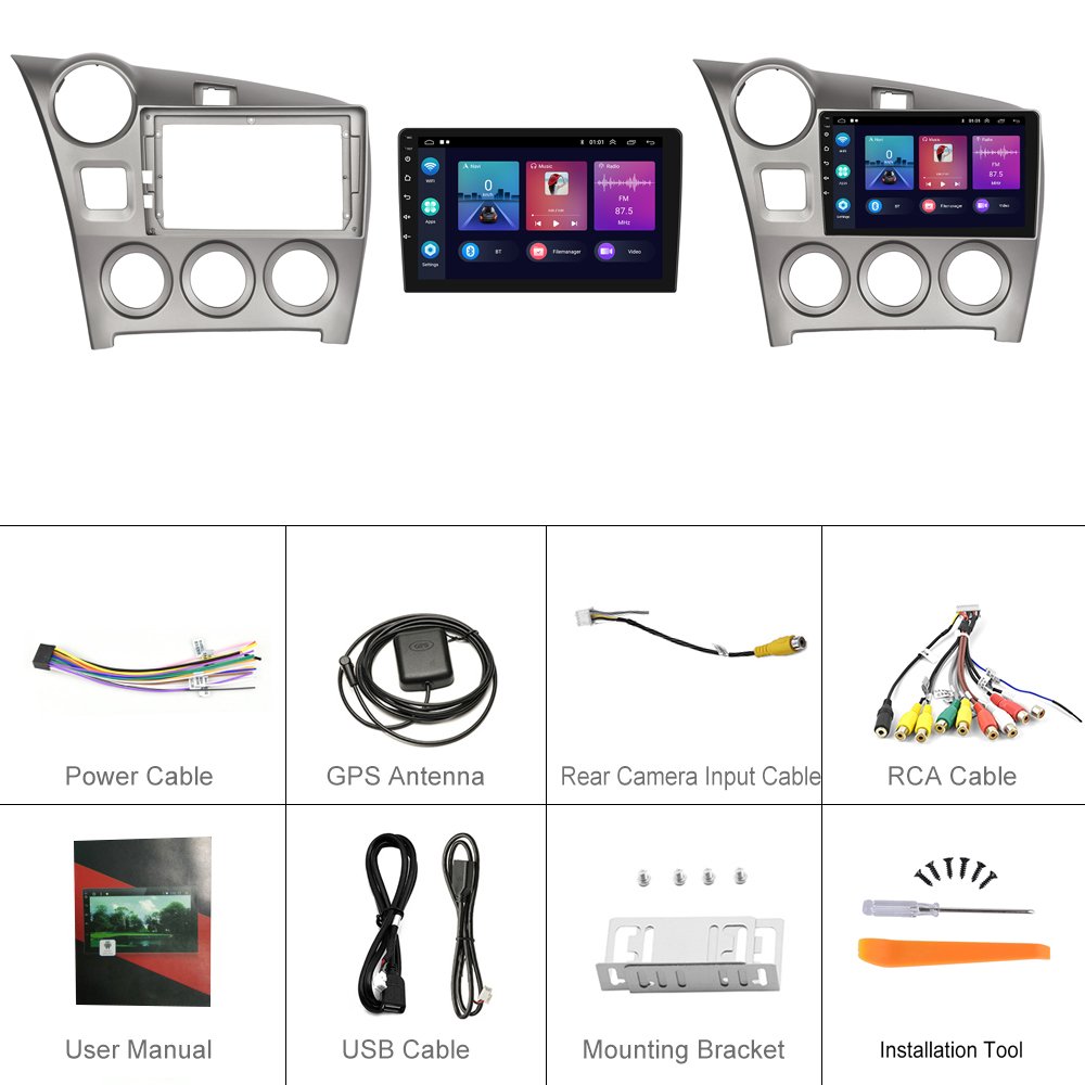 Podofo Android Car Radio 9 Inch Double Din Car Stereo For Toyota MATRIX 2009-2014 Carplay Android Auto BT WiFi GPS Hi-Fi FM