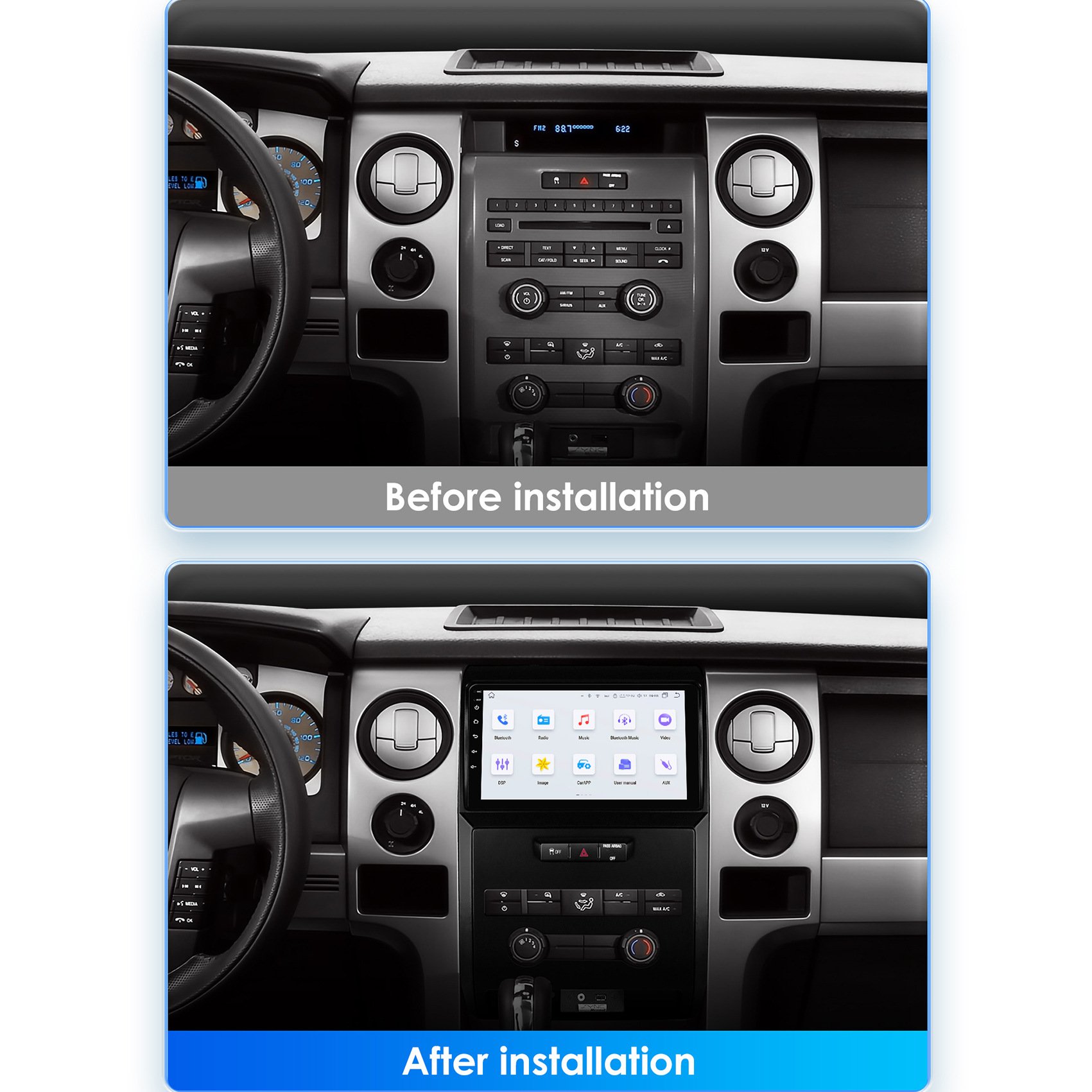 9 Inch Wifi+4G OLED Android 12 car dvd Player for Ford F150 P415 Raptor with radio CarPlay Android Auto car stereo with GPS