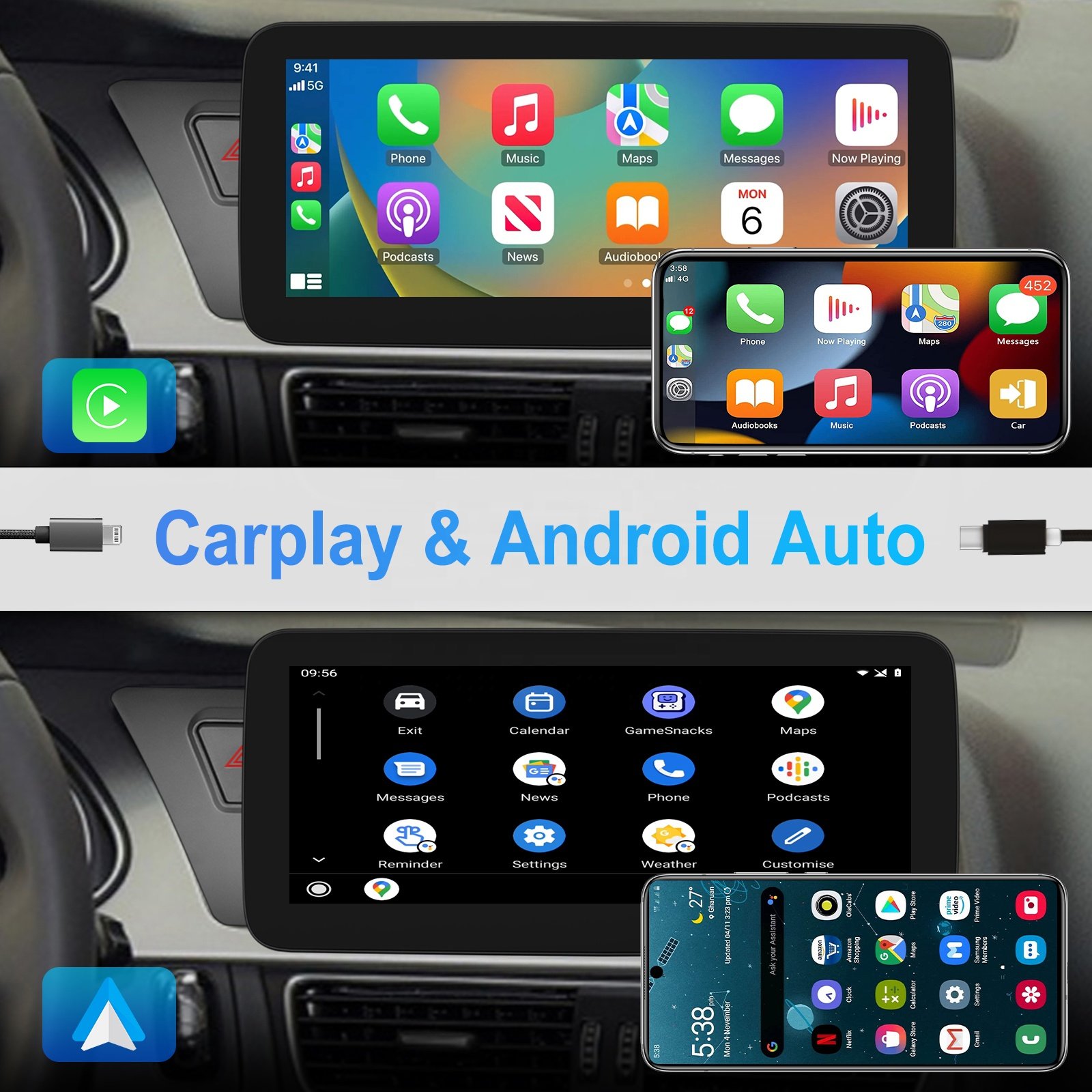 Podofo 12.3" Stereo 8+128GB Car Radio For Audi A4 Series 2009-2016 CarPlay Android Auto 4K Video WiFi 4G GPS 8 Core Dual System