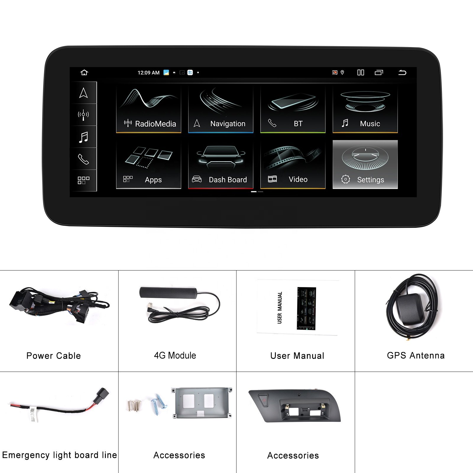 Podofo 12.3" Stereo 8+128GB Car Radio For Audi A4 Series 2009-2016 CarPlay Android Auto 4K Video WiFi 4G GPS 8 Core Dual System
