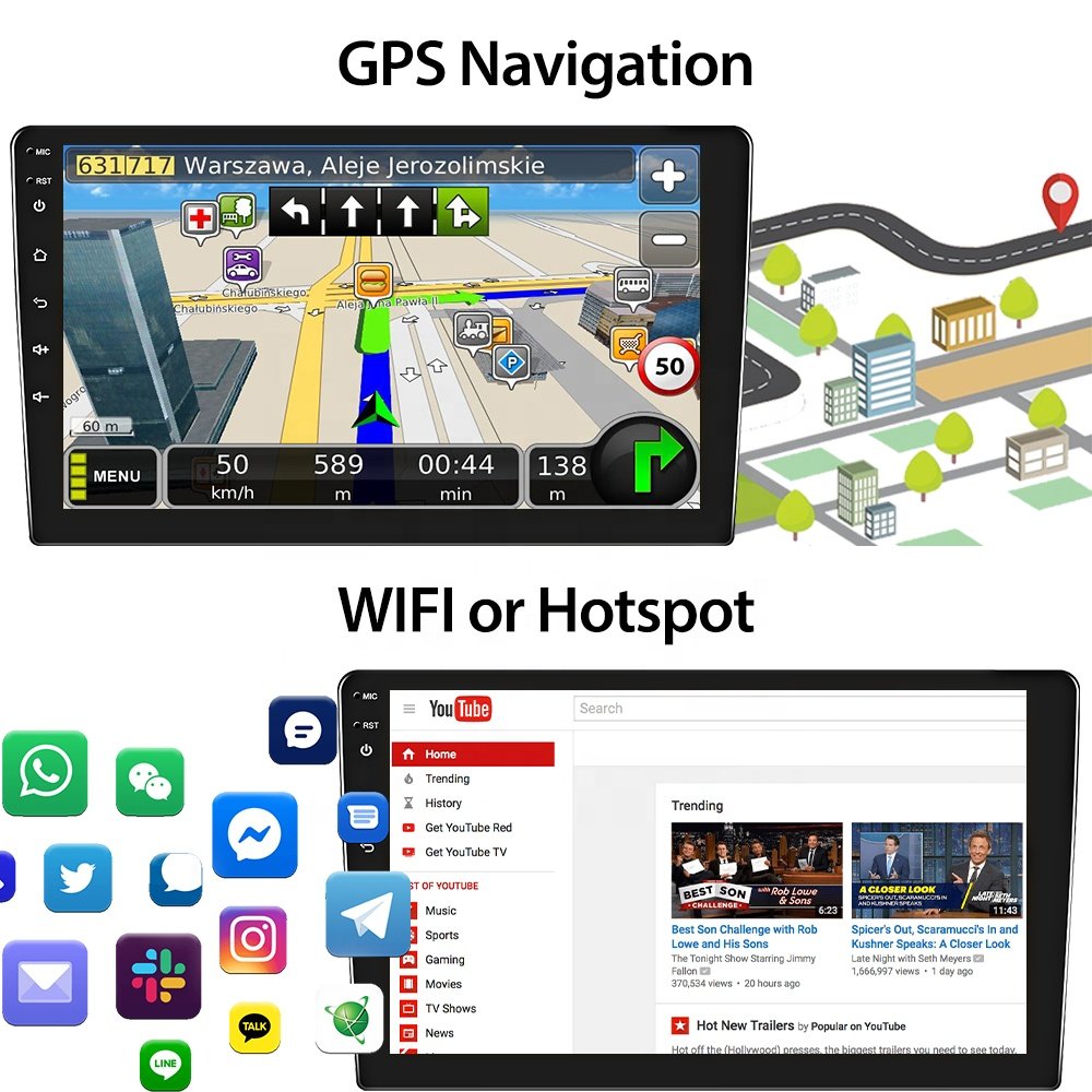 Podofo 8 Core Android 4+64GB 10.1" Car Radio Stereo Autoradio GPS 4G Wifi AI Voice Carplay Android Auto DSP Hi-Res RDS OBD2 DAB+