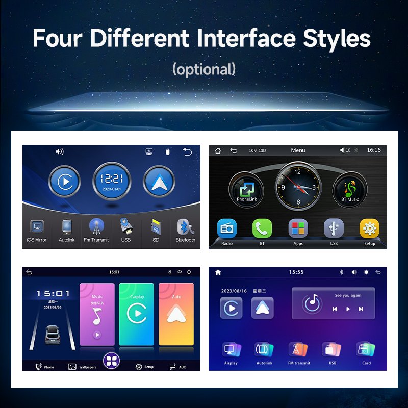 7'Wireless carplay Auto Player 1080P Portable Screen Sunshade Universal Car Truck Android BT USB FM DVR Wireless Screen Monitor