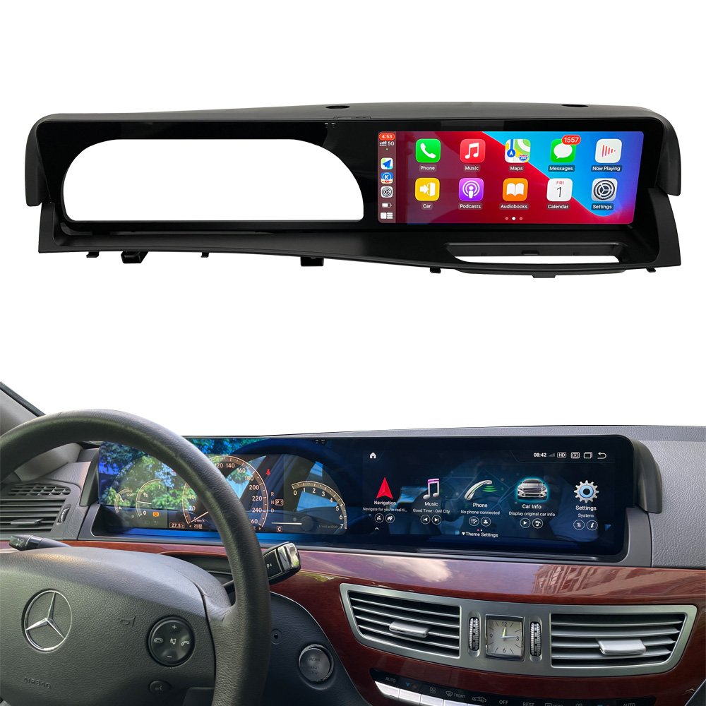 HD 720P 12.3 inch dashboard screen Android 13 autoradio with carplay for Mercedes Benz S class w221 s550 s63 2006-2013