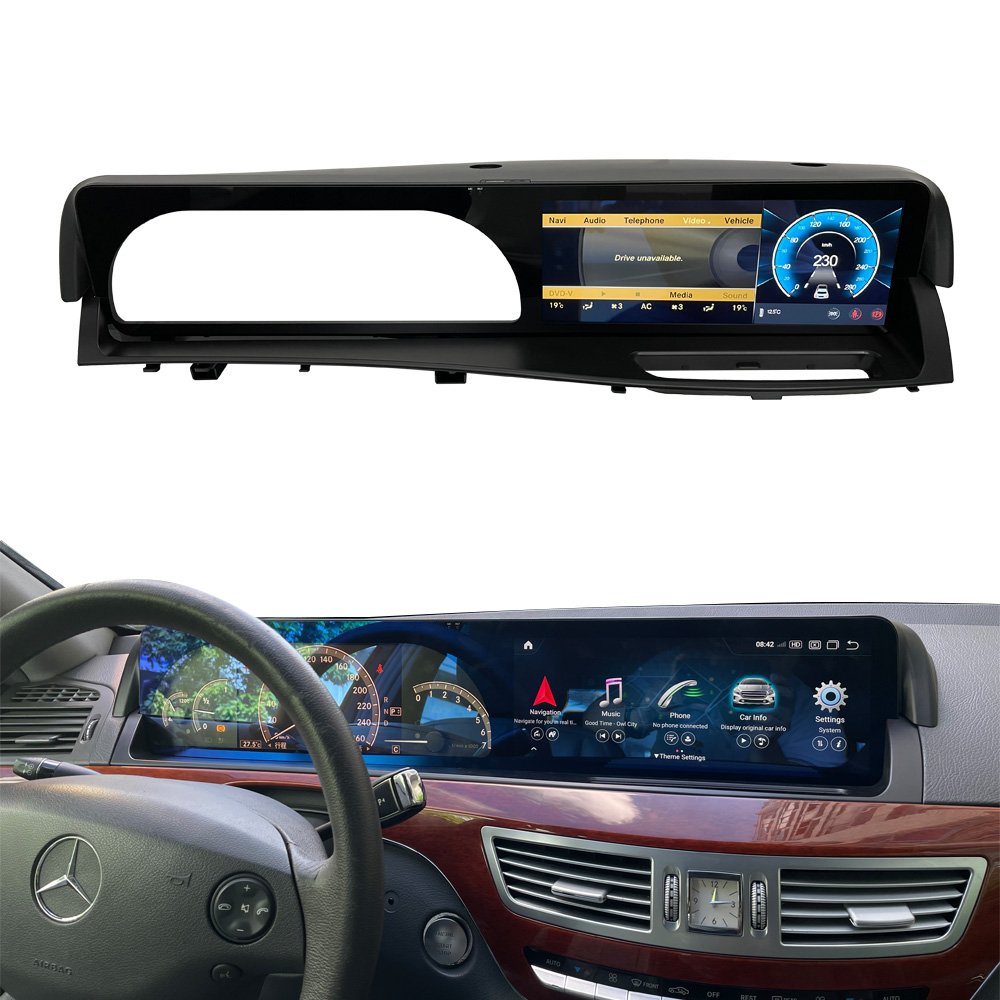 HD 720P 12.3 inch dashboard screen Android 13 autoradio with carplay for Mercedes Benz S class w221 s550 s63 2006-2013