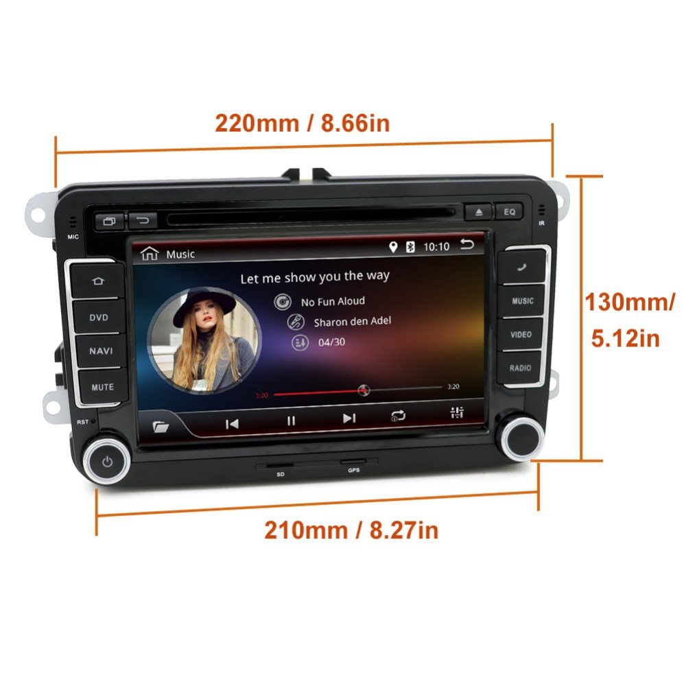 7inch Double din android 10.0 golf 5 navigation with wifi 3g BT gps car DVD player