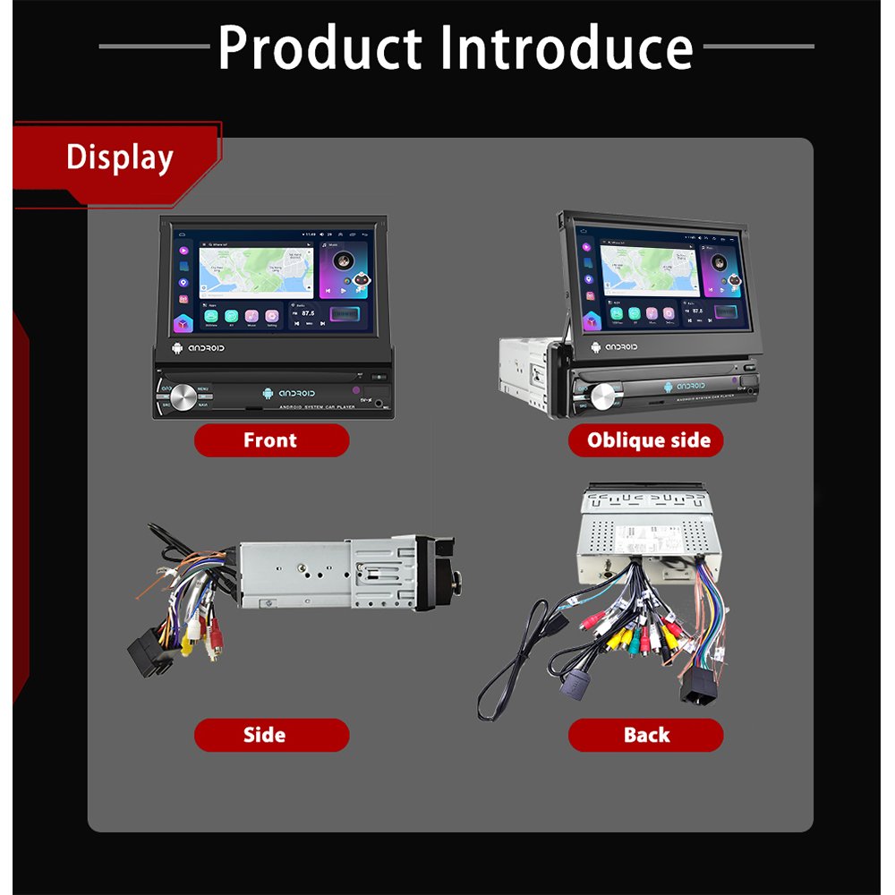 Podofo 8 Core 2.5GHZ Android 4+64/8+128GB 7" IPS Car Radio Stereo GPS 4G Wifi Carplay Android Auto DSP Hi-Res RDS OBD2 DAB+