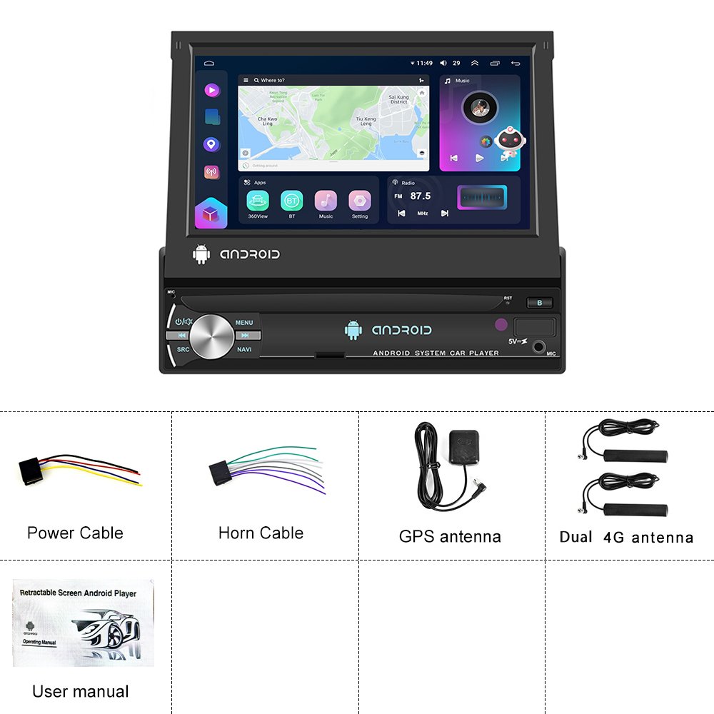 Podofo 8 Core 2.5GHZ Android 4+64/8+128GB 7" IPS Car Radio Stereo GPS 4G Wifi Carplay Android Auto DSP Hi-Res RDS OBD2 DAB+