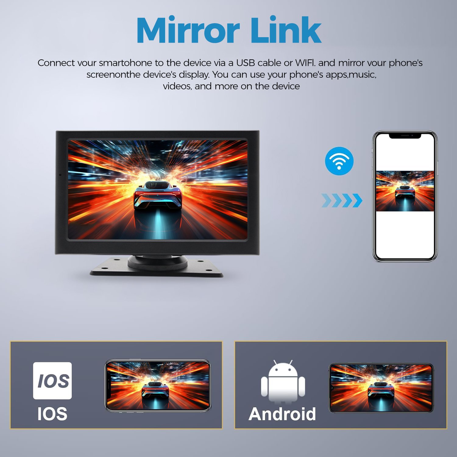 Maustor Carplay Screen 7" Car Mp5 Player with Fm Transmitter Function Universal Car Dvd Player