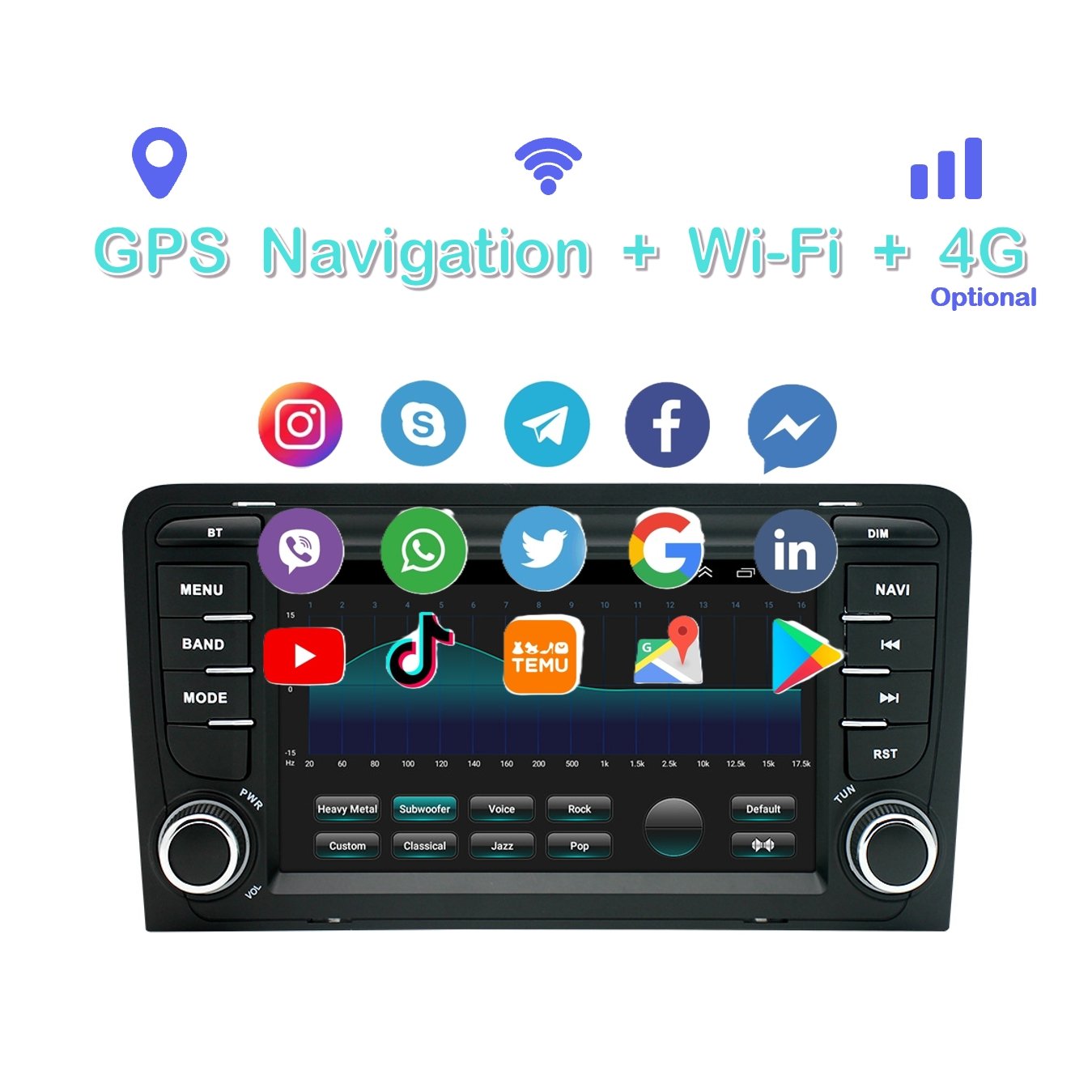 7 Inch Car Radio Android Navigation GPS 4-Core 1+16GB CarPlay Android Auto Car DVD Player A3 For Audi