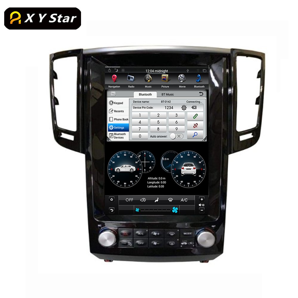 12 Inch Tesla Style Navigation Video Radio Display Android Car Dvd Player For Infiniti EX25 EX35 QX50 2009-2016