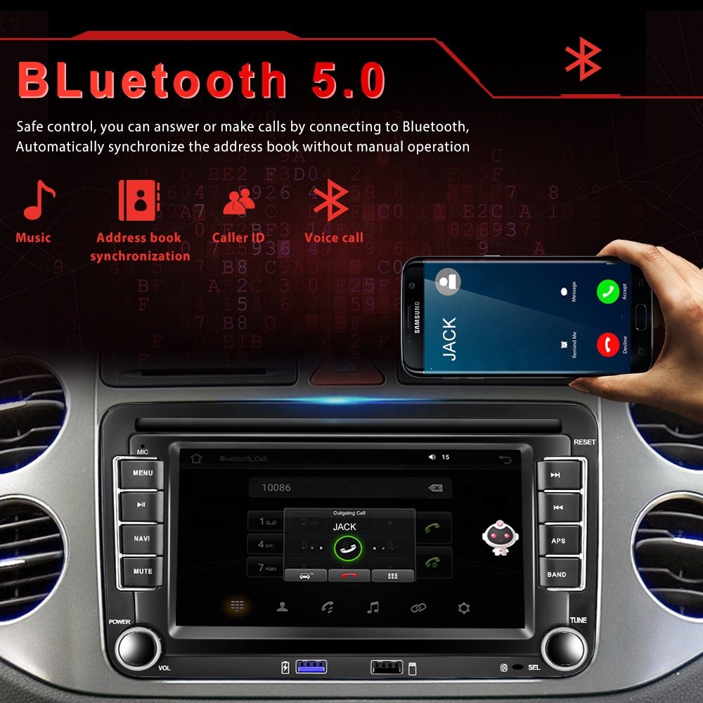 Podofo 8+128G Carplay 8 Core Android 13 Car Radio 2 Din 7'' QLED Smart Voice/GPS/Wifi/BT/4G/DSP/Hi-Res For VW/VOLKSWAGEN/POLO