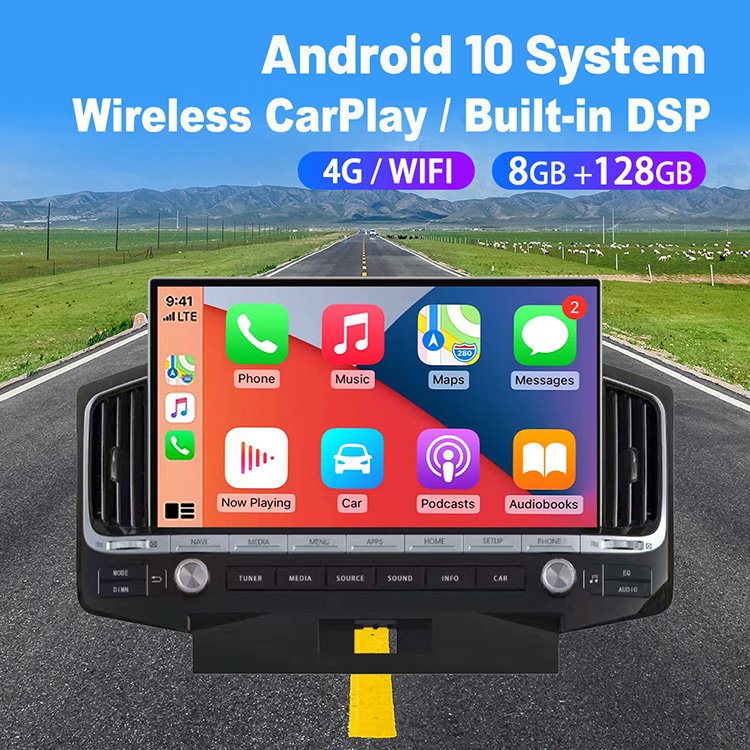 13.3" Touch Screen Carplay Auto 4G Car Multimedia GPS Navigation Android Radio For TOYOTA Land Cruiser 200 LC200 2008~2015