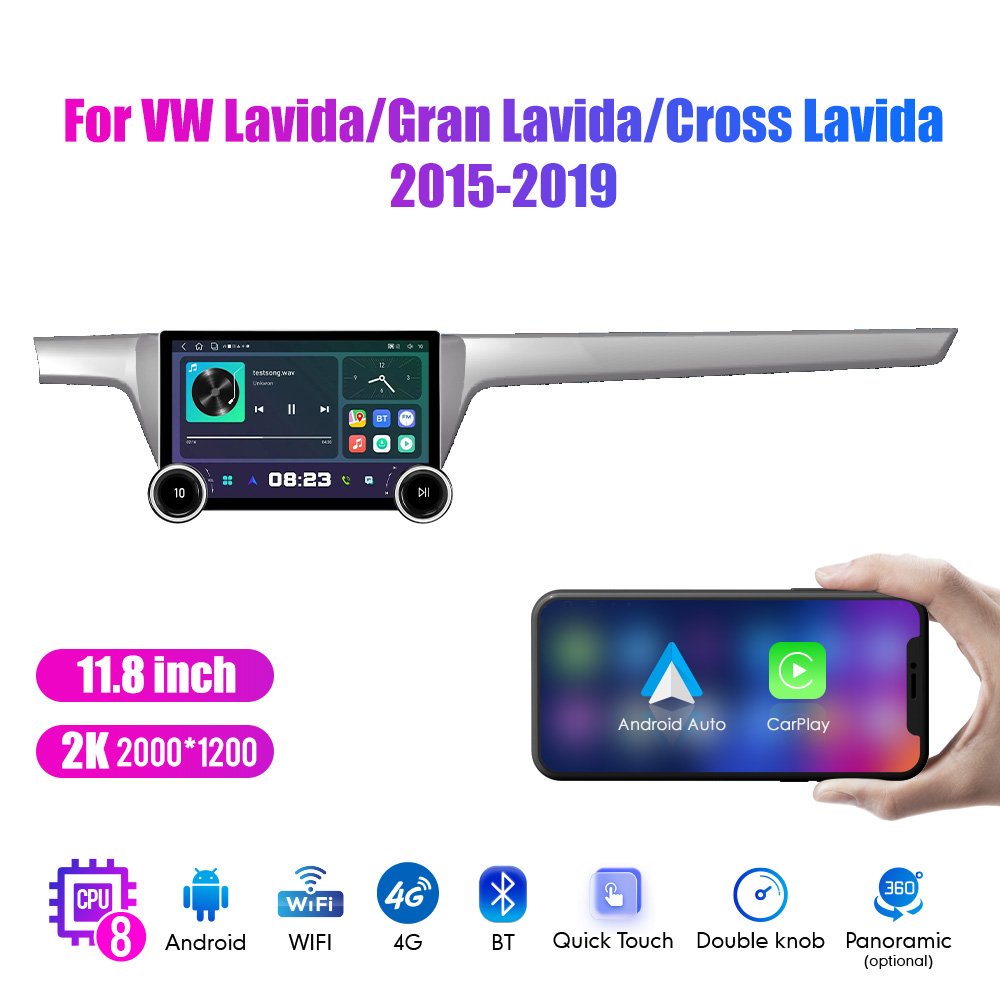 11.8Inch 2Din Android Car Radio For VW Lavida/Gran Lavida 2015- 19 2K QLED Screen Car Stereo Car DVD Player Carplay Android Auto