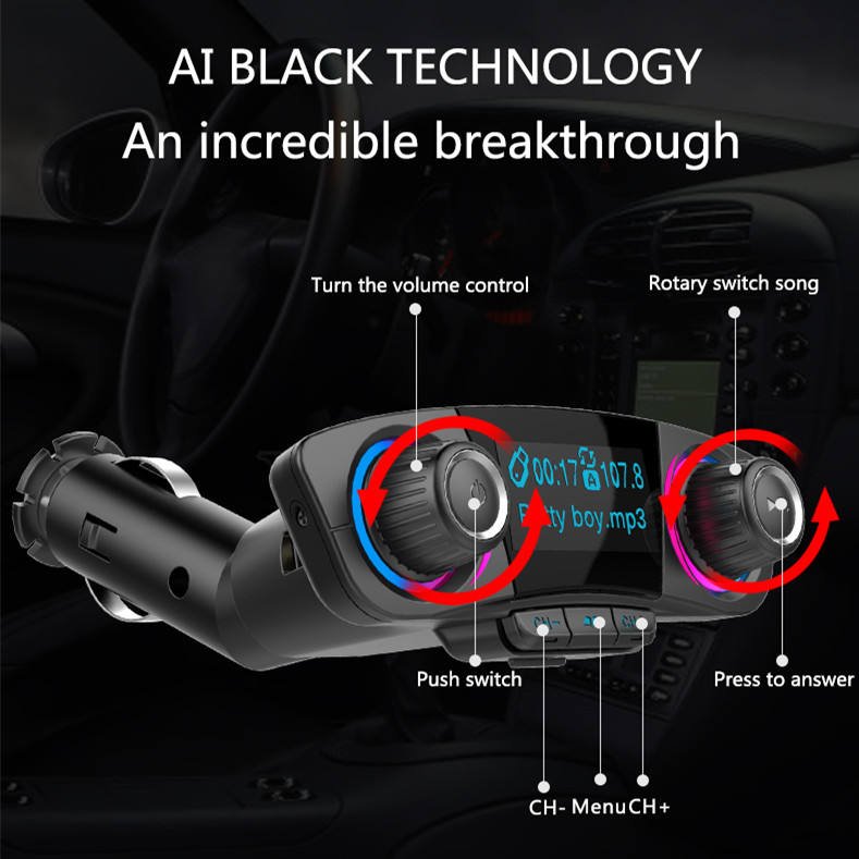 Blue-tooth audio adapter Wireless In-Car Bluetooth Handsfree FM Transmitter MP3 Radio Adapter Car Kit With 2.1A Dual USB Car FM